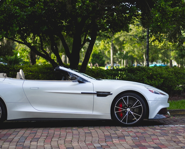 White convertible car, before and after detailing.